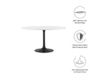 EEI-3523-BLK-WHI Lippa 54" Round Wood Dining Table By Modway