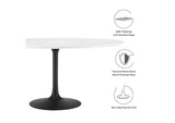EEI-3524-BLK-WHI Lippa 60" Round Wood Dining Table By Modway