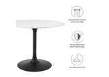 EEI-3526-BLK-WHI Lippa 40" Round Faux Marble Dining Table By Modway
