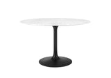 EEI-3527-BLK-WHI Lippa 48" Round Faux Marble Dining Table By Modway