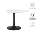 EEI-3527-BLK-WHI Lippa 48" Round Faux Marble Dining Table By Modway