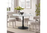 EEI-3527-BLK-WHI Lippa 48" Round Faux Marble Dining Table By Modway