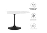 EEI-3528-BLK-WHI Lippa 54" Round Faux Marble Dining Table By Modway