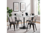 EEI-3528-BLK-WHI Lippa 54" Round Faux Marble Dining Table By Modway
