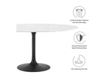 EEI-3529-BLK-WHI Lippa 60" Round Faux Marble Dining Table By Modway