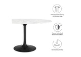 EEI-3530-BLK-WHI Lippa 54" Oval Faux Marble Dining Table By Modway