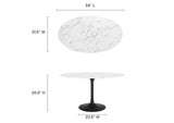 EEI-3530-BLK-WHI Lippa 54" Oval Faux Marble Dining Table By Modway