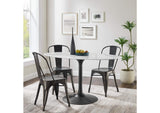 EEI-3530-BLK-WHI Lippa 54" Oval Faux Marble Dining Table By Modway