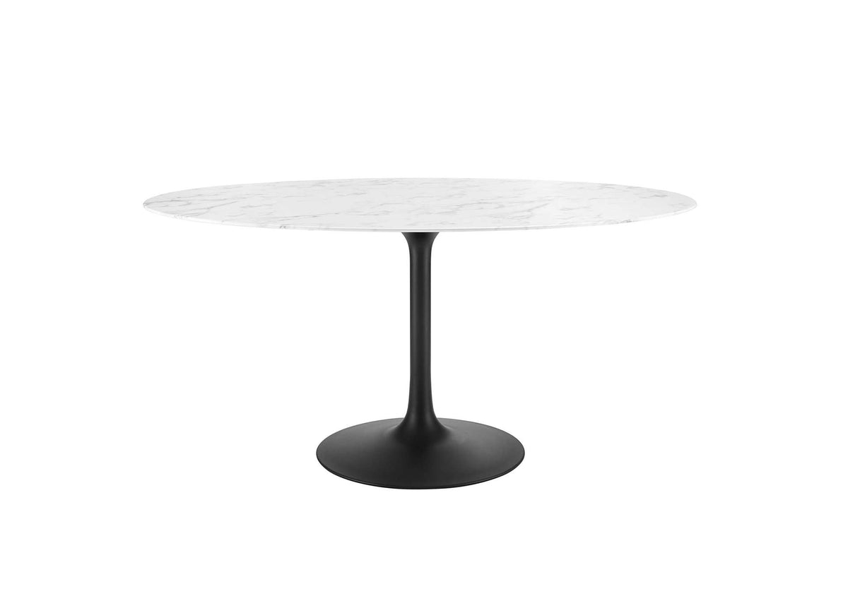 EEI-3531-BLK-WHI Lippa 60" Oval Faux Marble Dining Table By Modway