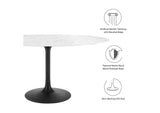 EEI-3531-BLK-WHI Lippa 60" Oval Faux Marble Dining Table By Modway