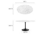 EEI-3531-BLK-WHI Lippa 60" Oval Faux Marble Dining Table By Modway