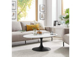 EEI-3533-BLK-WHI Lippa 42" Oval Wood Coffee Table By Modway