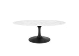 EEI-3537-BLK-WHI Lippa 48" Oval Faux Marble Coffee Table By Modway