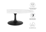 EEI-3537-BLK-WHI Lippa 48" Oval Faux Marble Coffee Table By Modway