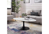 EEI-3537-BLK-WHI Lippa 48" Oval Faux Marble Coffee Table By Modway