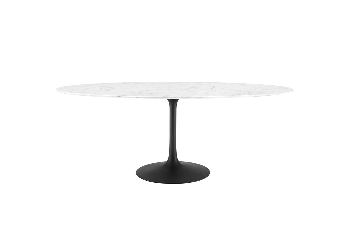 EEI-3542-BLK-WHI Lippa 78" Oval Faux Marble Dining Table By Modway
