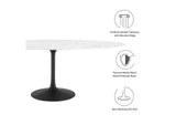 EEI-3542-BLK-WHI Lippa 78" Oval Faux Marble Dining Table By Modway