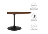 EEI-3543-BLK-WAL Lippa 60" Oval Walnut Wood Dining Table By Modway