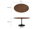 EEI-3543-BLK-WAL Lippa 60" Oval Walnut Wood Dining Table By Modway