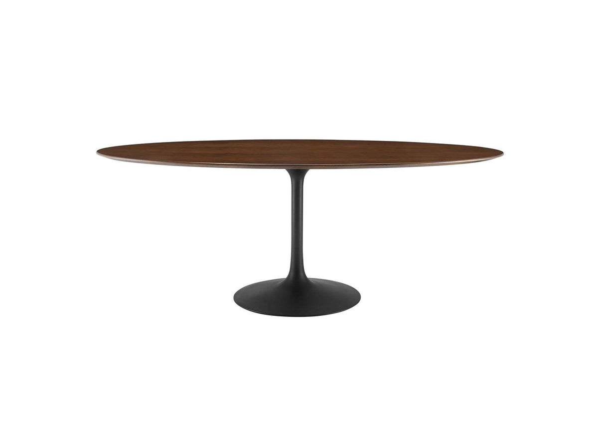 EEI-3544-BLK-WAL Lippa 78" Oval Walnut Wood Dining Table By Modway