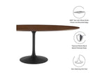 EEI-3544-BLK-WAL Lippa 78" Oval Walnut Wood Dining Table By Modway