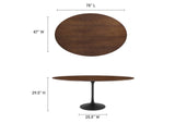 EEI-3544-BLK-WAL Lippa 78" Oval Walnut Wood Dining Table By Modway