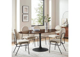 EEI-3544-BLK-WAL Lippa 78" Oval Walnut Wood Dining Table By Modway