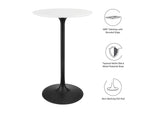 EEI-3545-BLK-WHI Lippa 28" Round Wood Bar Table By Modway