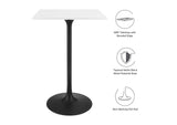 EEI-3546-BLK-WHI Lippa 28" Square Wood Bar Table By Modway