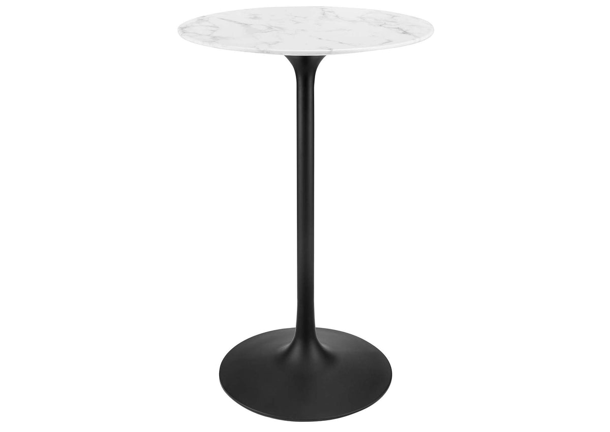 EEI-3547-BLK-WHI Lippa 28" Round Faux Marble Bar Table By Modway