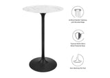 EEI-3547-BLK-WHI Lippa 28" Round Faux Marble Bar Table By Modway