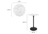 EEI-3547-BLK-WHI Lippa 28" Round Faux Marble Bar Table By Modway