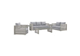 EEI-3559-GRY-GRY-SET Aura 6 Piece Outdoor Patio Wicker Rattan Set By Modway