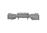 EEI-3559-GRY-GRY-SET Aura 6 Piece Outdoor Patio Wicker Rattan Set By Modway