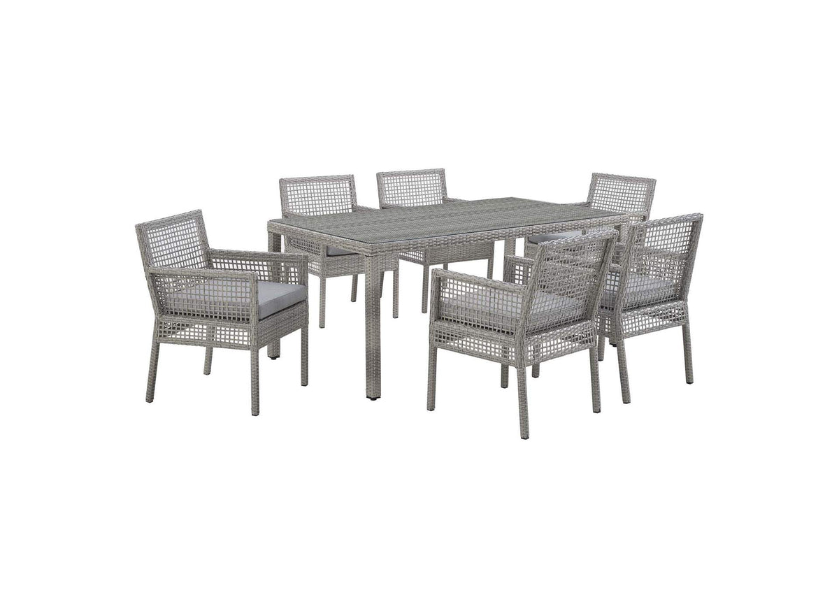 EEI-3560-GRY-GRY-SET Aura 7 Piece Outdoor Patio Wicker Rattan Set By Modway