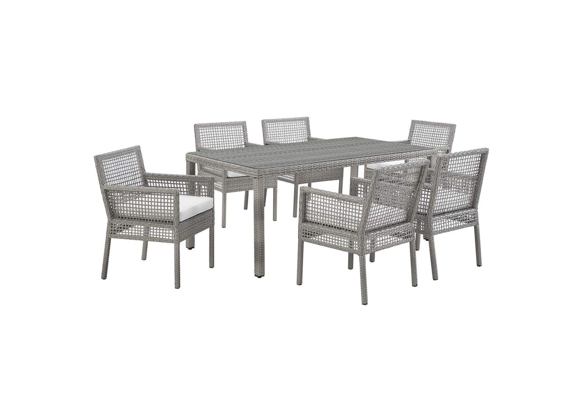 EEI-3560-GRY-WHI-SET Aura 7 Piece Outdoor Patio Wicker Rattan Set By Modway