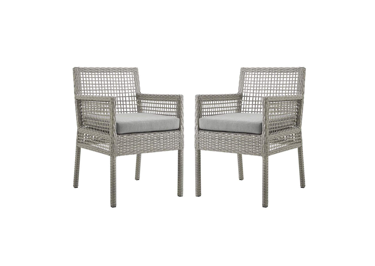 EEI-3561-GRY-GRY Aura Outdoor Patio Wicker Rattan Dining Armchair Set Of 2 By Modway