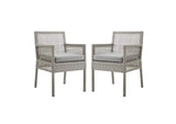 EEI-3561-GRY-GRY Aura Outdoor Patio Wicker Rattan Dining Armchair Set Of 2 By Modway