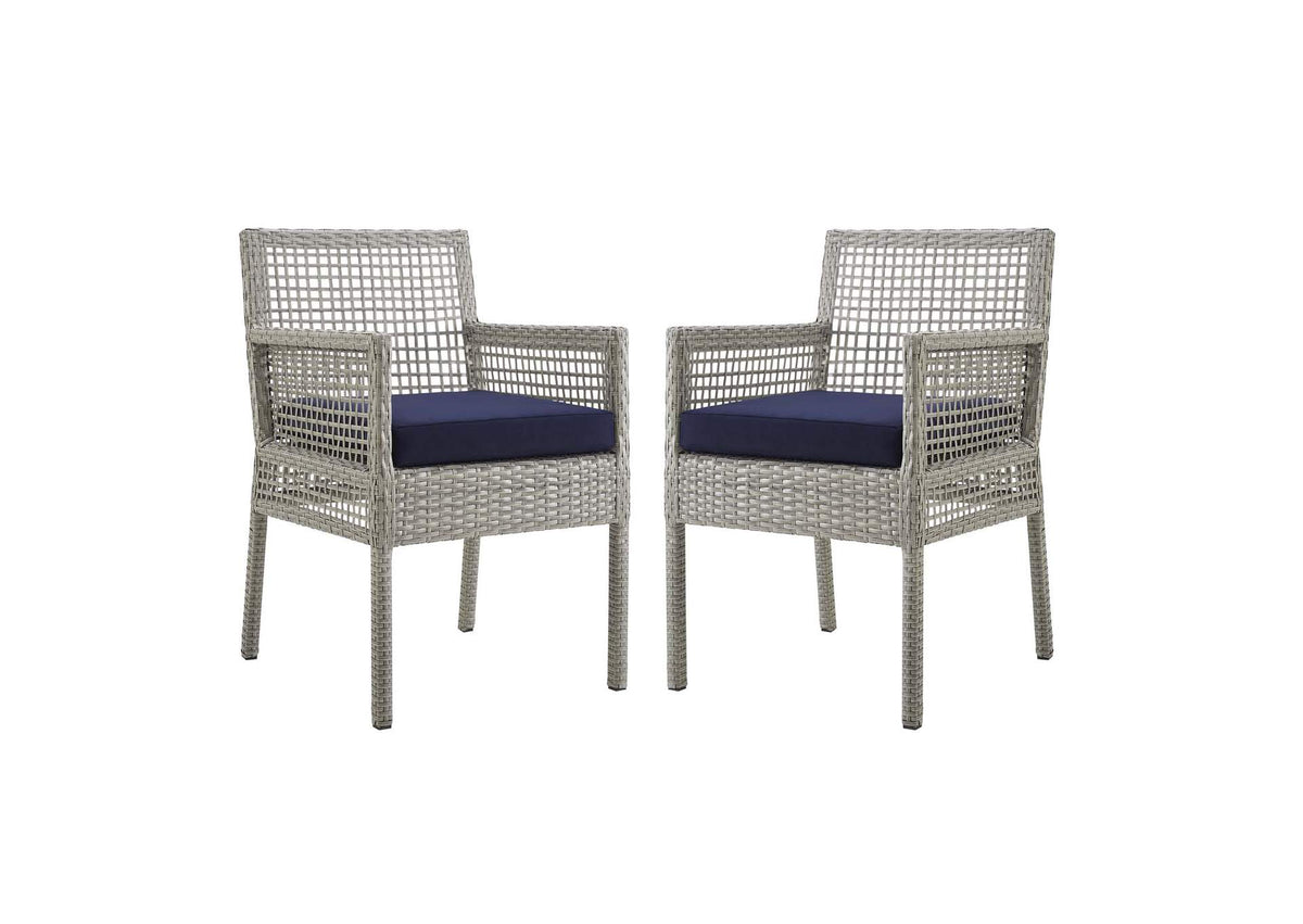 EEI-3561-GRY-NAV Aura Outdoor Patio Wicker Rattan Dining Armchair Set Of 2 By Modway