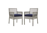 EEI-3561-GRY-NAV Aura Outdoor Patio Wicker Rattan Dining Armchair Set Of 2 By Modway