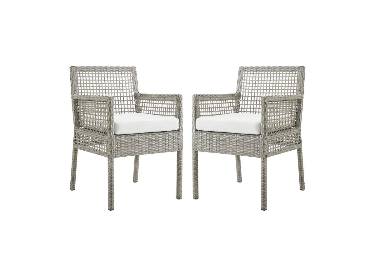 EEI-3561-GRY-WHI Aura Outdoor Patio Wicker Rattan Dining Armchair Set Of 2 By Modway