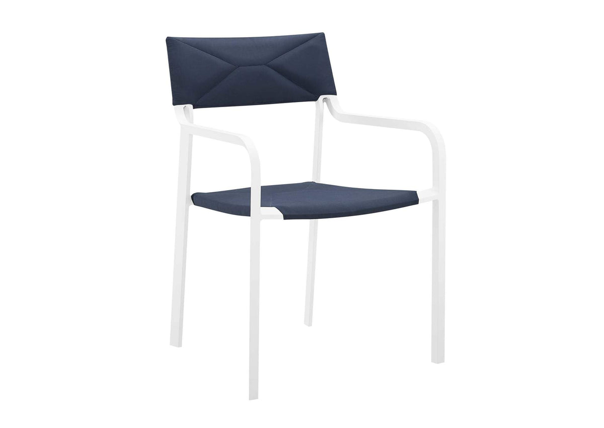 EEI-3573-WHI-NAV Raleigh Stackable Outdoor Patio Aluminum Dining Armchair By Modway