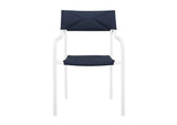 EEI-3573-WHI-NAV Raleigh Stackable Outdoor Patio Aluminum Dining Armchair By Modway