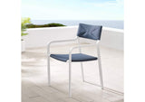 EEI-3573-WHI-NAV Raleigh Stackable Outdoor Patio Aluminum Dining Armchair By Modway