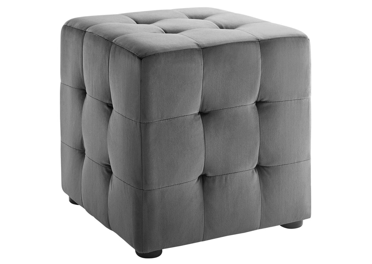 EEI-3577-GRY Contour Tufted Cube Performance Velvet Ottoman By Modway