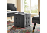 EEI-3577-GRY Contour Tufted Cube Performance Velvet Ottoman By Modway