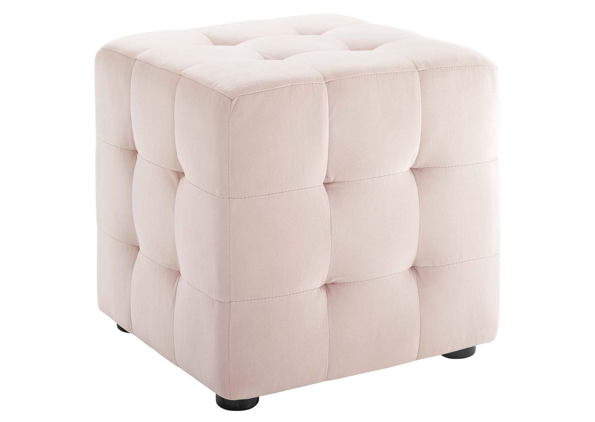 EEI-3577-PNK Contour Tufted Cube Performance Velvet Ottoman By Modway