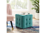EEI-3577-TEA Contour Tufted Cube Performance Velvet Ottoman By Modway