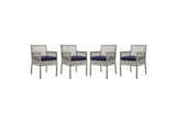 EEI-3594-GRY-NAV Aura Outdoor Patio Wicker Rattan Dining Armchair Set Of 4 By Modway
