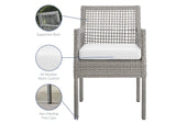 EEI-3594-GRY-WHI Aura Outdoor Patio Wicker Rattan Dining Armchair Set Of 4 By Modway